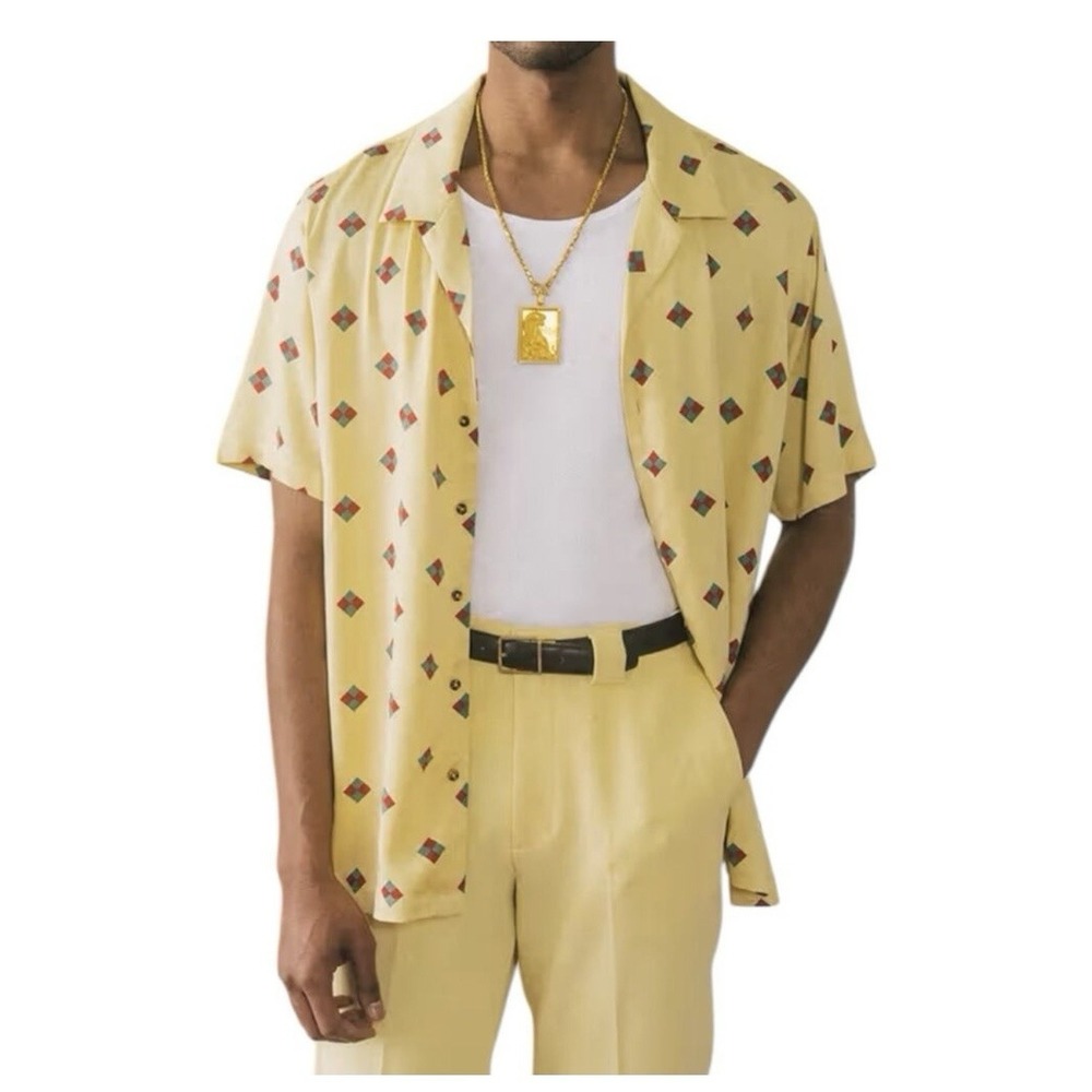 Bogey Boys Rayon Retro Inspired Button Up Short Sleeve Golf Shirt Size Large